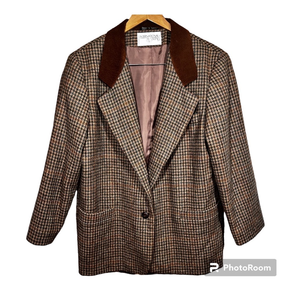 Vintage Brown Houndstooth Blazer